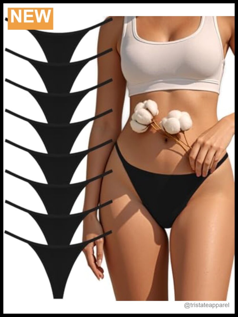 Cotton G-String Thongs Low Rise Seamless Tagless 8 Pack